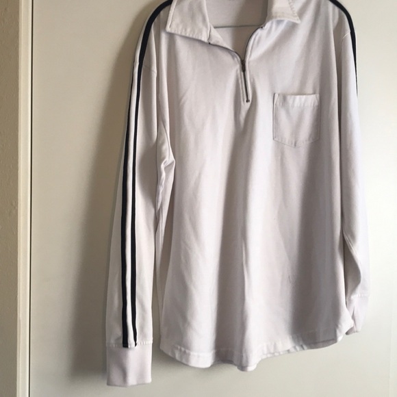 White Pull Over with Collar, Zipper,&Black Stripes - Picture 6 of 7